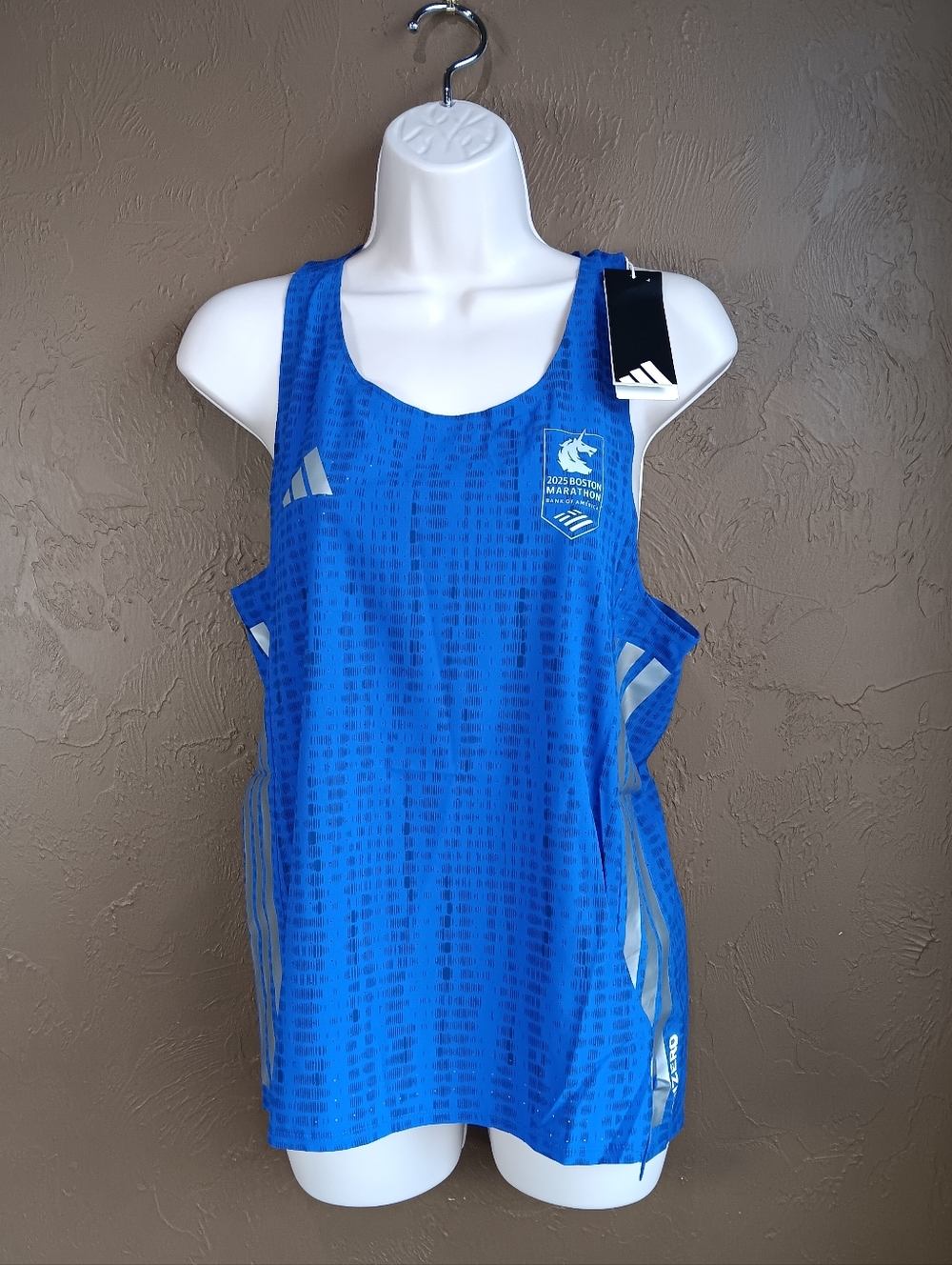 Adidas Women Adizero Running Tank Top 2025 Boston Marathon Singlet Blue JN5528 M